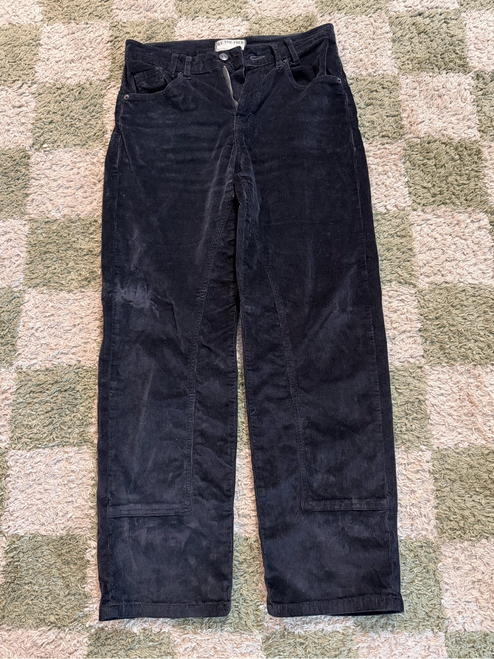 We The Free Black Wide-Leg Corduroy Jeans